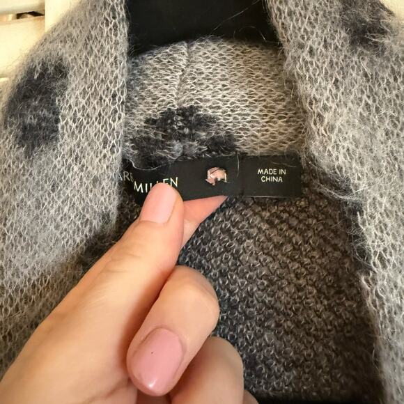 Karen Millen Brushed Leopard Print Wool Blend Animal Print Open Cardigan - Picture 4 of 8